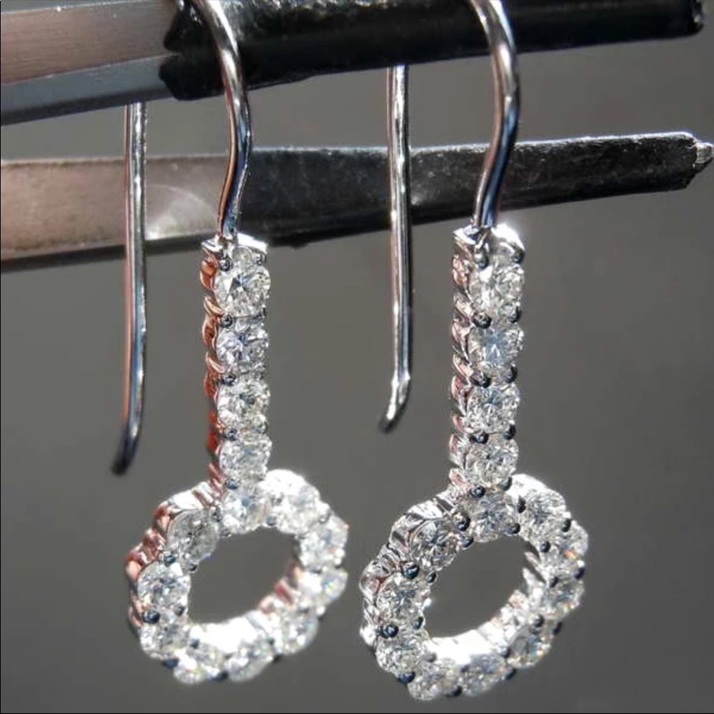*NEW*Women’s 925 Silver Dangle Drop Hoop Earrings - Picture 3 of 6